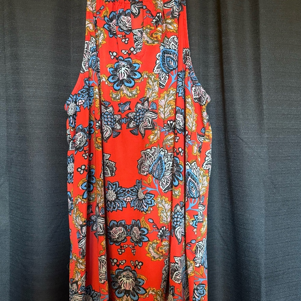 Collective Concepts Red and Blue Floral Top